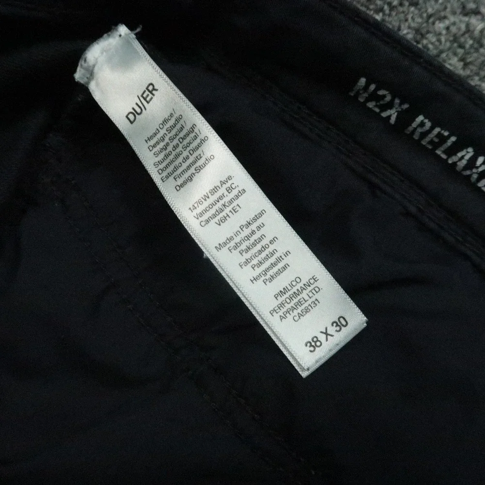 DUER Pants Mens 38x26 Blue N2X Relaxed Taper No Sweat Athletic Stretch